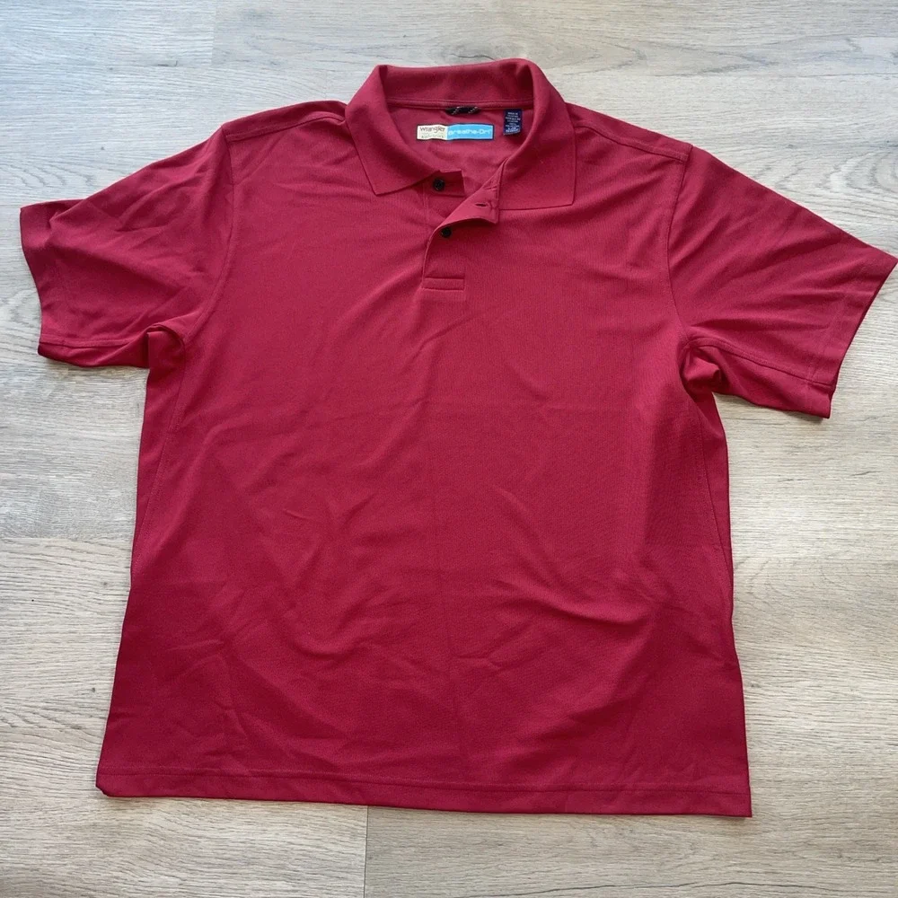 Men's Red Wrangler Breathe Dry Wicking Technology Polo Size L Golf Casual